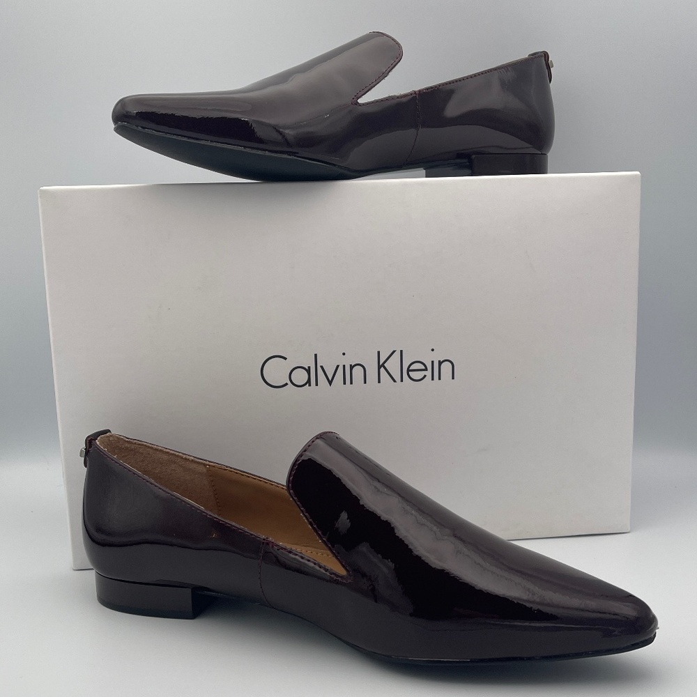 Calvin Klein Women's Shoe Elin Pointed Toe Loafer Flats Oxblood Size 5 M US